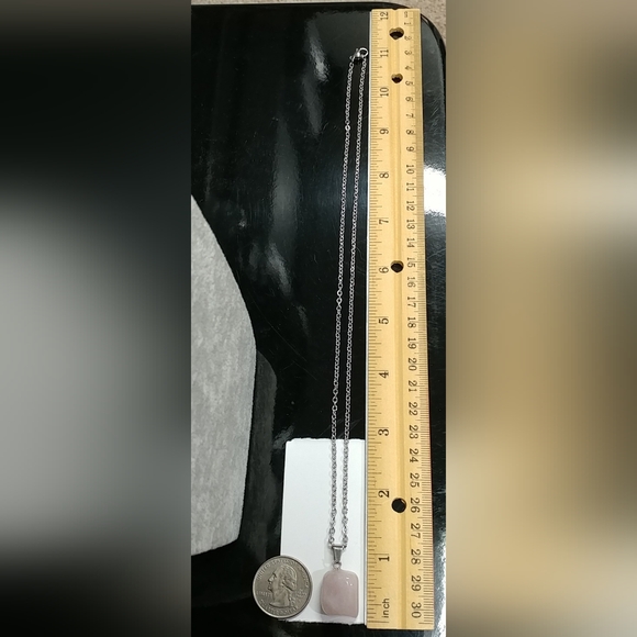 Rose Quartz Necklace Natural Gemstone Crystal Pendant Stainless-Steel Chain Pink - Picture 16 of 16